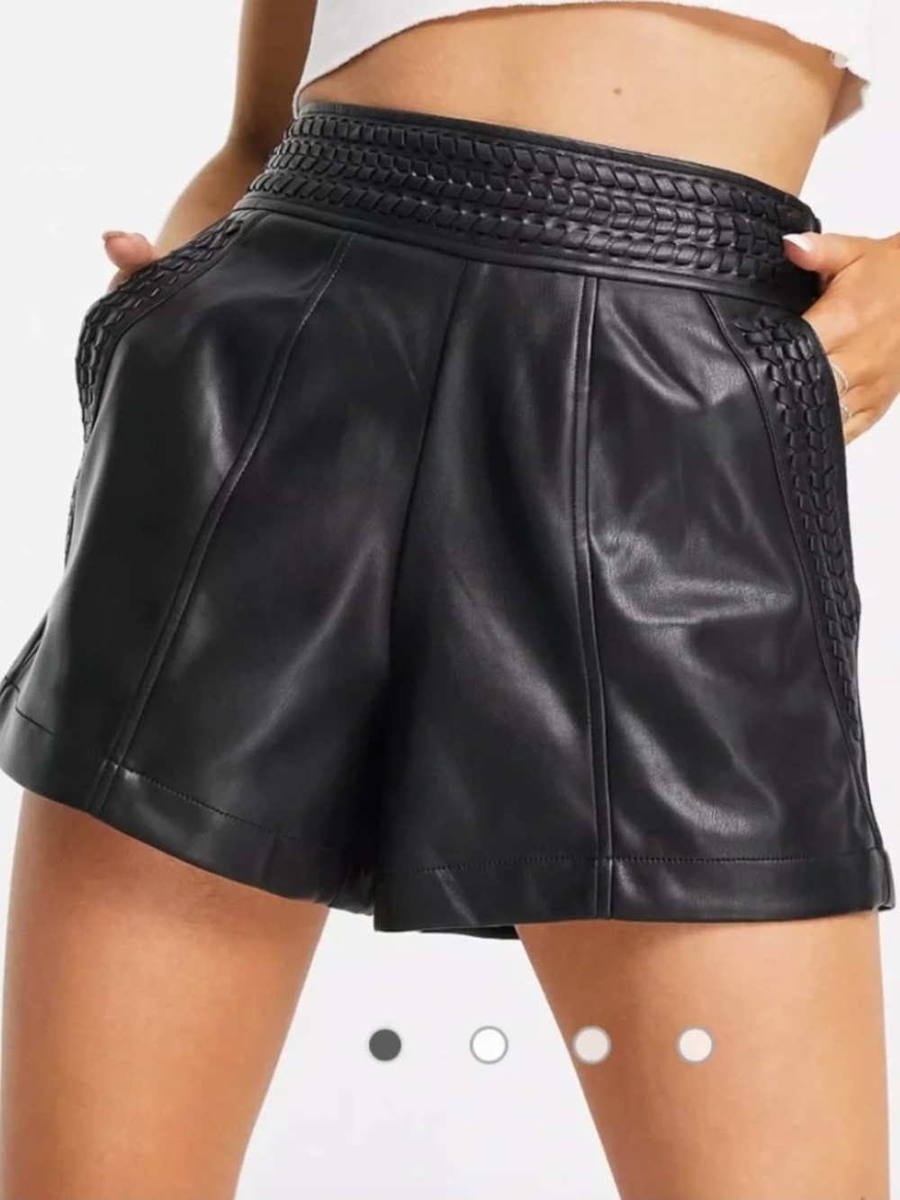 Y2k Style Edgy Chic Minimalist Faux Leather Shorts River Island Sz 6